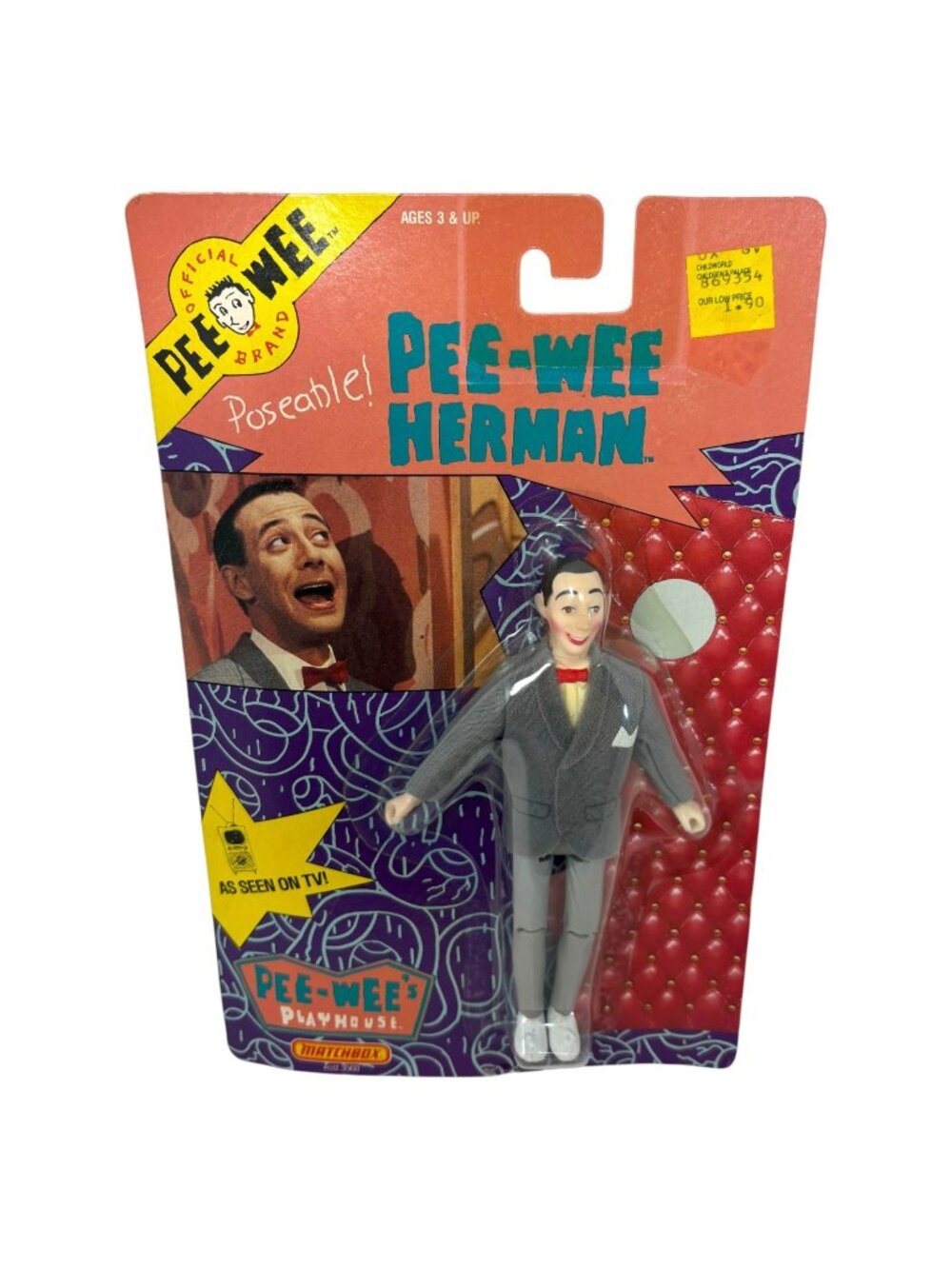 Vintage 1988 Matchbox Pee-Wee Herman Poseable Figure Sealed MOC NEW Retro Toys